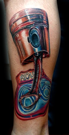 Tattoos - piston and route 66 sign